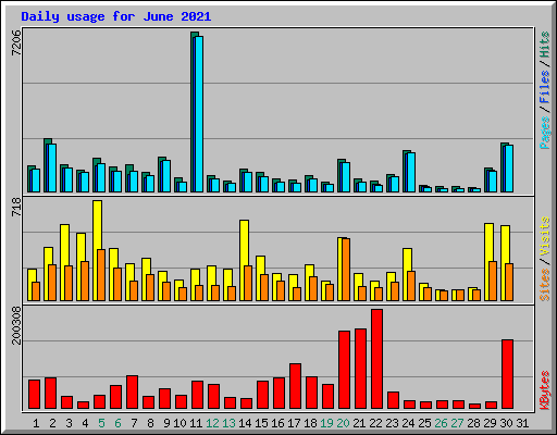 Daily usage for June 2021
