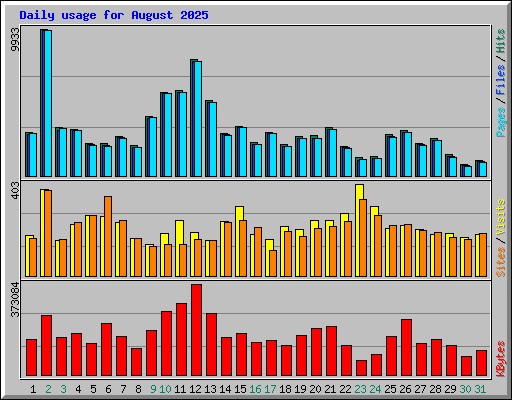 Daily usage for August 2025