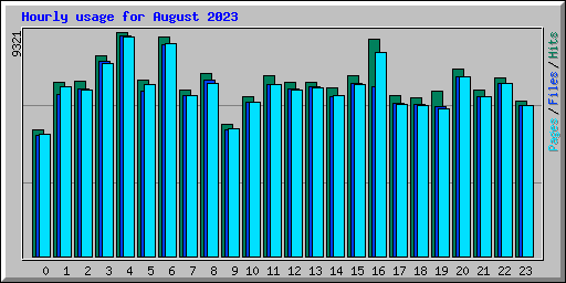 Hourly usage for August 2023